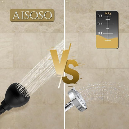 AISOSO Shower Head 2PCS,High-Pressure Fixed Showerhead 3",Matte Black | 360 Rotatable Design, Self-Cleaning Silicone Nozzles, Strong Spray Bathroom Accessory For Relaxing Indoor & Outdoor Shower