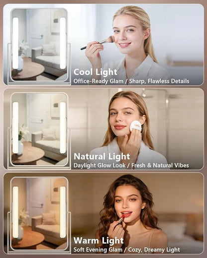 WILLED 3W Rechargeable Vanity Lights for Mirror with Remote Control，Eye-Friendly Mirror Lights Stick on,Adjustable Color Temperatures Makeup Light with Battery Display for Bedroom, Bathroom(2 Pack)