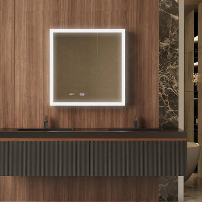 36 in. W Smart Lighted Medicine Cabinet with Mirror for Bathroom, Recessed/Surface Mount Medicine Cabinet with Anti-Fog, 1800W Charging Station, USB Ports, 3 Color Lights