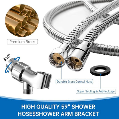 Handheld High Pressure Turbo Shower Head, 360° Rotatable Detachable Filtered Shower Head for Hard Water, Easy to Install