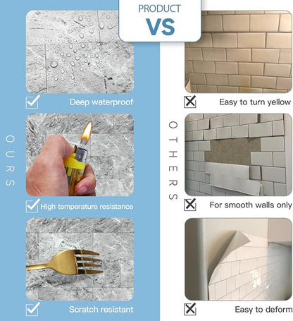 2026 New Upgrade Peel and Stick Backsplash Tile, Peel and Stick 11.34" X 11.57" Wall Tile for Kitchen, Bathroom, Fireplace, Laundry (Polished Gray, 5 Packs)