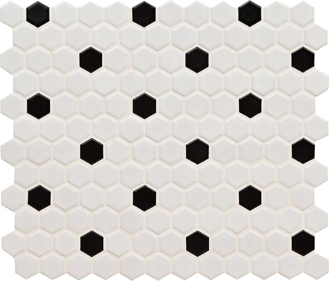 MSI Adelaide White 10.16 in. x 11.73 in. Hexagon Matte Porcelain Floor and Wall Tile Tile for Kitchen Backsplash, Bathroom, Accent Wall Tile, and Shower Wall Tile,