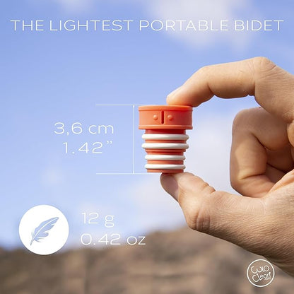 CuloClean Portable Bidet for Toilet, Travel, or Camping. Compatible with Any Plastic Bottle. Discreet, Sanitary or Travel Shower, Attachable Stopper, Backcountry Bidet Nozzle (1pcs Coral)