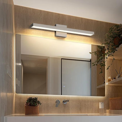 Brushed Nickel Bathroom Vanity Light 5CCT Dimmable Bathroom Light Bar | Modern Vanity Lights Fixtures Over Mirror 24.4 Inch 24W Wall Light