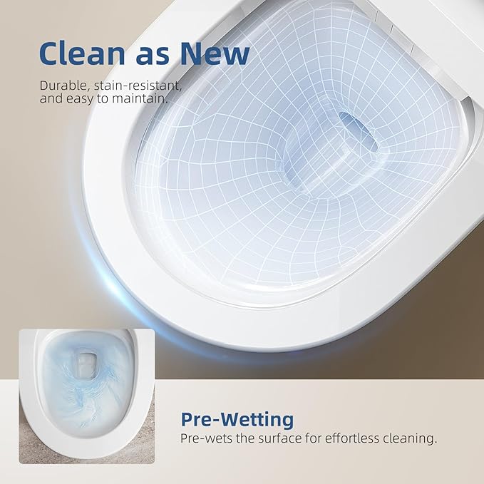 Smart Toilet with Built-in Tank and Pump - Bidet Toilet Combo with Side Knob Control, Heated Seat, Instant Warm Water Wash, Warm Air Dryer, 1.06 GPF One-Piece Toilet for Low Water Pressure
