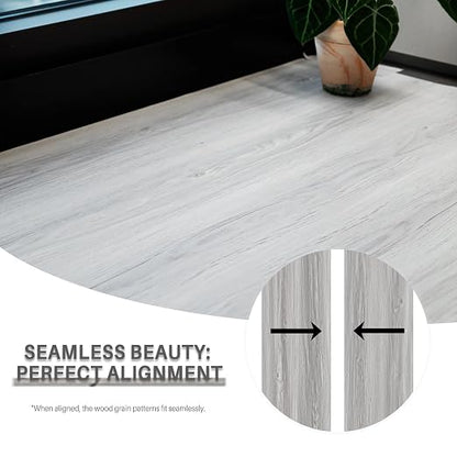 Wood Grain Peel and Stick Floor Tiles – 11.8” Width, Full Roll Length of 118" – Versatile Design for Any Space, Light Color Self Adhesive Vinyl Flooring, Waterproof and Non-Slip Features