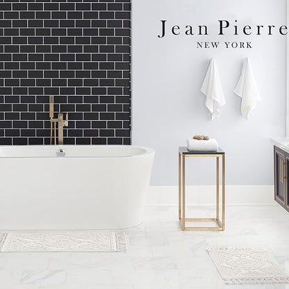 Jean Pierre - Ricardo Bath Mats, Set of 2 Woven Fringe Bathroom Rugs, 100% Cotton, Premium Bathroom Decor - Measures 17" x 31" and 21" x 41" - White