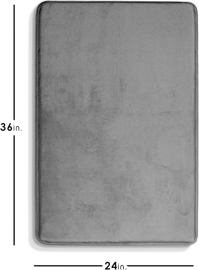 Clara Clark Bathroom Rugs, Velvet Memory Foam Bath Mat, Non-Slip Bath Rugs, Machine Wash, Dries Quickly, Ultra Soft Plush Bath Mats for Bathroom, 24 x 36, Dark Grey