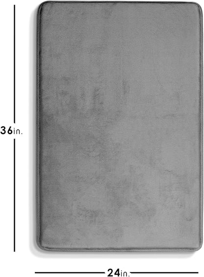 Clara Clark Bathroom Rugs, Velvet Memory Foam Bath Mat, Non-Slip Bath Rugs, Machine Wash, Dries Quickly, Ultra Soft Plush Bath Mats for Bathroom, 24 x 36, Dark Grey