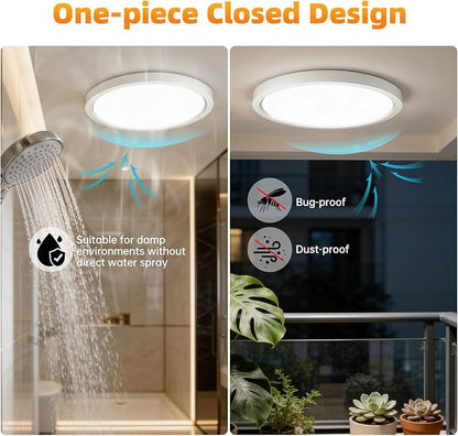 15.8Inch LED Flush Mount Ceiling Light,5CCT,ETL Listed,Dimmable White | Hardwired 5CCT Selectable 2700K-5000K,30W 3400LM Dimmable Round Flat Panel Light Fixture for Living/Bedroom,Porch&Indoor