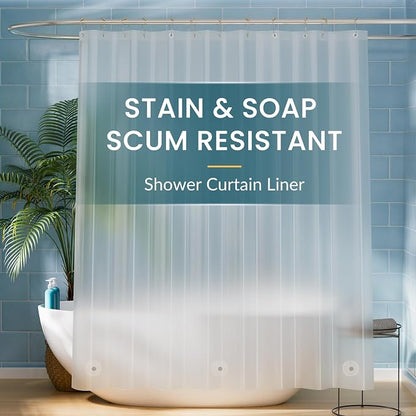 Titanker Long 72 x 78 Plastic Inside Shower Curtain Liner Frosted Waterproof PEVA Shower Curtains for Bathroom with Magnets and Rustproof Metal Grommets