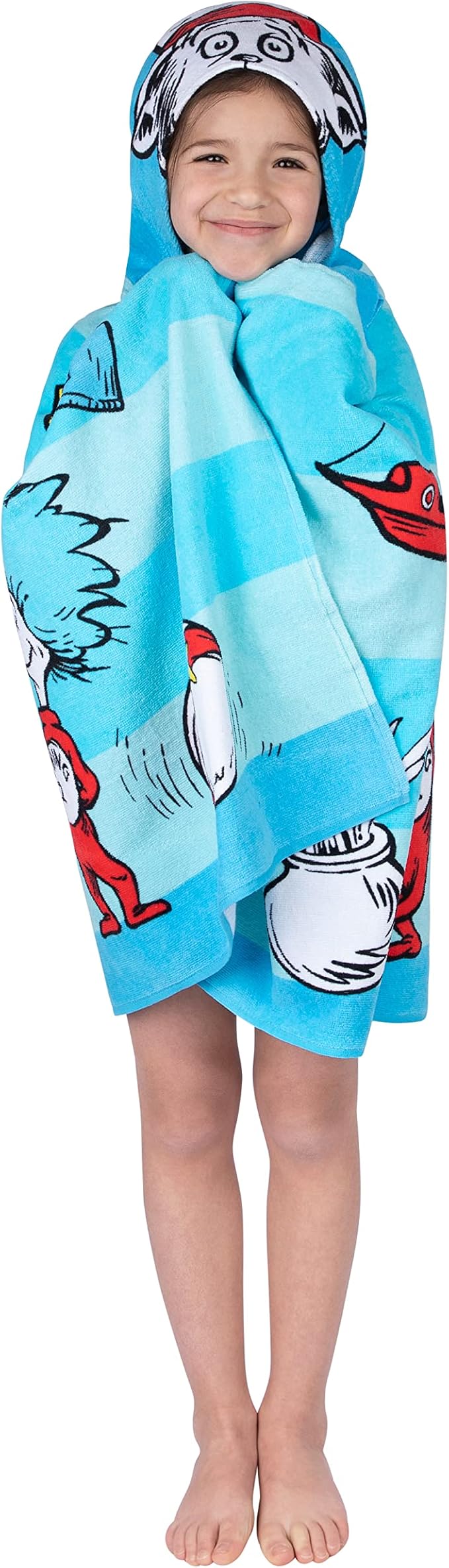 Dr. Seuss Cat In The Hat Bath/Pool/Beach Soft Cotton Terry Hooded Towel Wrap, 24 in x 50 in, By Franco Kids