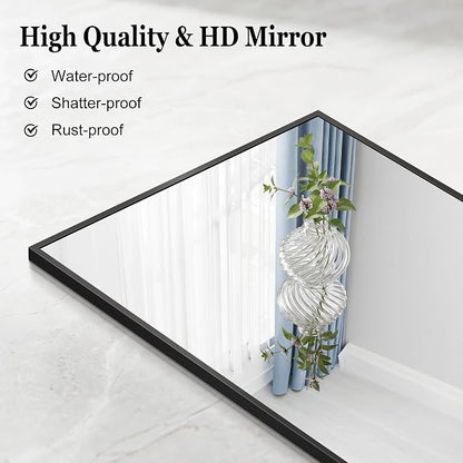 DESBING Black Bathroom Mirror for Wall, 24x48 Inch Rectangle Mirrors with Metal Frame, Modern Vanity Wall Mirror Decor for Entryway Hangs, Bathroom Living Room Horizontal or Vertical