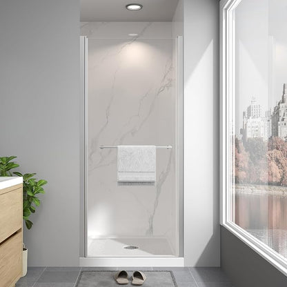 30"-32" W x 72" H Frameless Pivot Shower Door Brushed Nickel | 1/4"(6mm) SGCC Tempered Glass with Explosion-Proof Film &Nano Coating,Customizable Width