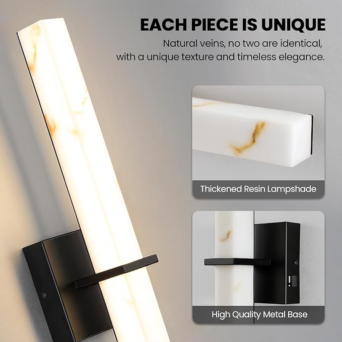 Modern LED Wall Sconces 15-inch Black Bathroom Sconces Set of 2 Up and Down Wall Mount Light 5CCT Dimmable Sconce Lighting Bedroom Living Room Hallway (Hardwired)