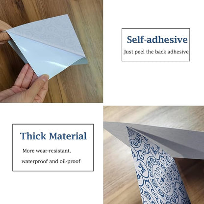 SVNOOC Peel & Stick Tile Stickers 12 PCS Self Adhesive Backsplash Decorative Wall Stickers for Kitchen Bathroom Tile Decals Waterproof & Removable 6" x 6" (Blue)