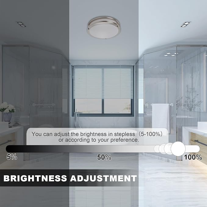 13.01inch LED Flush Mount Ceiling Light Fixture Remote Dimmable Matte Black, Easy Install LED Ceiling Lamp Without Flicker, Super Bright 36W 3600LM Warm to White Light 2700K to 6500K 2-Pack