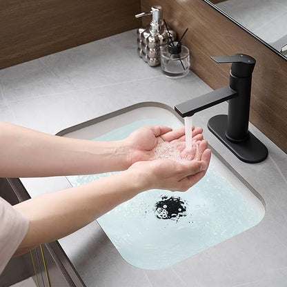 Bathroom Faucet Single Hole Single Handle Vanity Faucet Modern Sink RV Black Bathroom Faucet with Pop-up Drain for 1 - or 3 Hole Sink (Black)