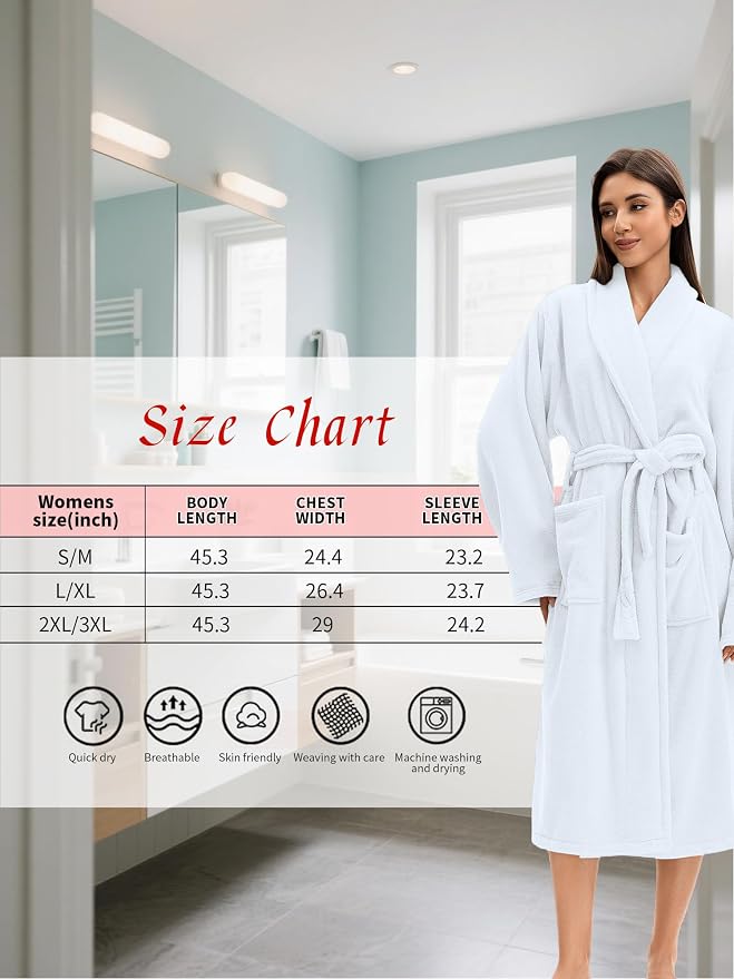 Soft Robe For Women，Warm Plush Bath Robes Female，Spa Towel After Shower Lightweight Long Bathrobe