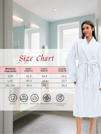 Soft Robe For Women，Warm Plush Bath Robes Female，Spa Towel After Shower Lightweight Long Bathrobe