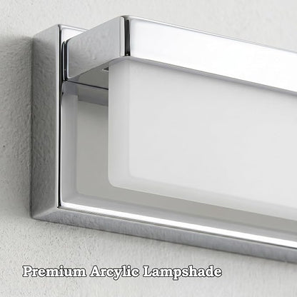 URSOLA LED Bathroom Vanity Light Fixture Over Mirror 24.4 inch Modern Rectangle Finishing Bath Vanity Lighting Bar 4000K Daylight Wall Sconce (Chrome)
