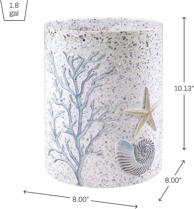 Avanti Linens - Wastebasket, Decorative Trash Can, Guest Bathroom Essentials, Sea Inspired Home Decor (Coastal Terrazo Collection)
