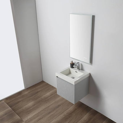 Blossom 20 Inch Bathroom Vanity with Sink | All Wood Wall Mounted Floating Bathroom Vanity Cabinet | Soft-Close Drawer | Modern Minimalist Style Vanities (20" w/Acrylic Sink, Light Grey)
