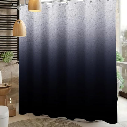 Black Ombre Diatomaceous Earth Shower Curtain Set, 72x72 Inch, Rustic Farmhouse Style for Bathroom