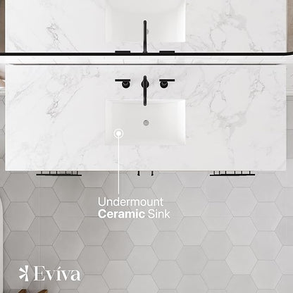 Eviva Graham 60 in. Oak Single Sink Bath Vanity with Arabescato Engineered Stone Top and Undermount Porcelain Sink