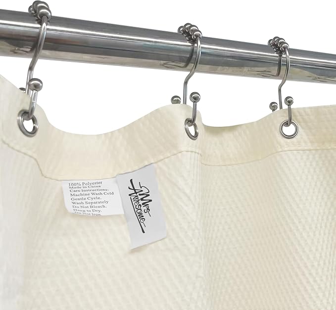 Embossed Microfiber Shower Curtain Liner 70 x 72 inches, Soft Fabric Shower Curtain Washable and Water Repellent,70x72, Cream