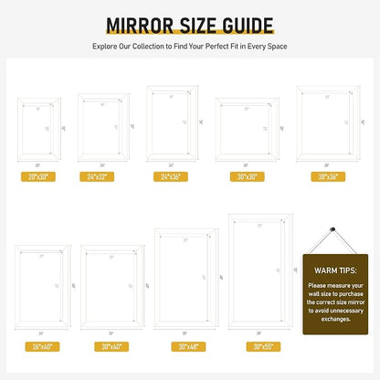 CULER Black Wall Mirror for Bathroom,Rectangle Rustic 24 x 32 inch | Hanging Vanity Mirrors for Living Room,Bedroom,Entryway