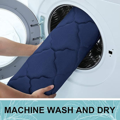 OLANLY Memory Foam Bath Mat Rug 47x32, Ultra Soft and Absorbent Bathroom Rugs, Non-Slip, Comfortable, Machine Washable Bath Carpet for Bathroom Floor, Tub, Shower and Home Decor Accessories, Navy