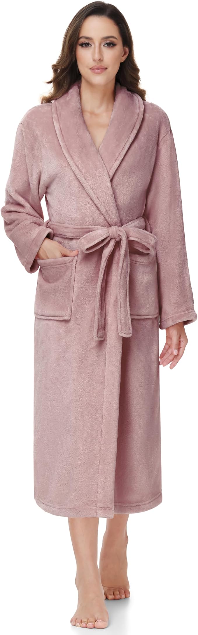Fluffy Soft Robes for Women, Warm Fleece Womens Robe, Cozy Bathrobe | Plush Bathrobe for Women, Long Fuzzy Lightweight Bath Robe with Pockets for Shower Spa Hotel House Pool