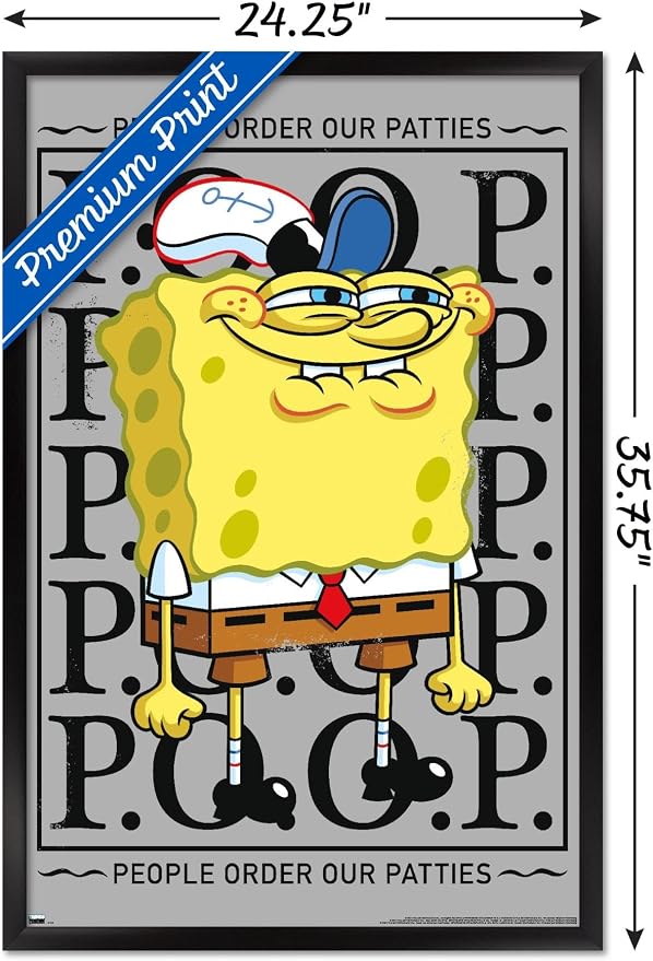 Trends International Nickelodeon Spongebob - P.O.O.P. Wall Poster, 34L x 22.4W, Black Framed Version