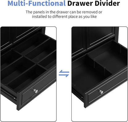 30" Bathroom Vanity Cabinet with Undermount Sink, Storage Rack Shelf, Multi-Functional Drawer Divider, Soft Closing Doors, Black