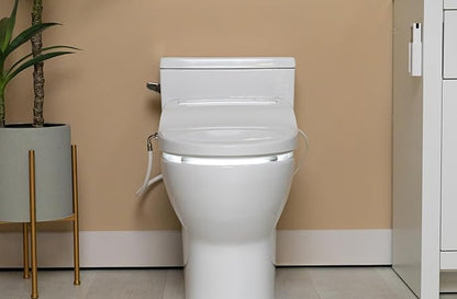 ALPHA BIDET JX2 Elongated Bidet Toilet Seat, White, Endless Warm Water, *NEW* Bowl Mist, LED Light, Quiet Operation, Wireless Remote, Stainless Steel Nozzle, Sittable Lid, 3 Year Warranty