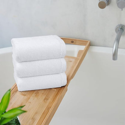 Amazon Basics 8-Pack Soft, Highly Absorbent, Quick-Dry Hand Towels, 100% Cotton, 28" x 16", White