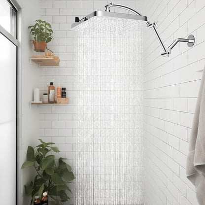 Hibbent Rain Shower Head, 13'' High Pressure Rainfall Square 5 Spray Mode Showerhead with 16" Shower Head Extension Arm, Solid Brass Adjustable Shower Arm Extender, Waterfall fixed Showerheads, Silver