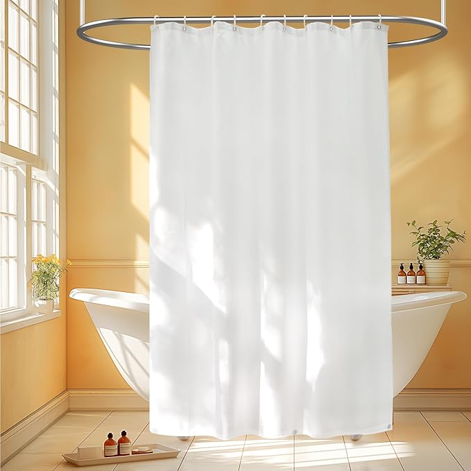 Seenus 60 x 72 inch Waterproof Fabric Shower Curtain Liner with 3 Large Magnets, 60'' Width Washable Cloth Shower Liner, Bathroom Lighweight Shower Stall Curtain White