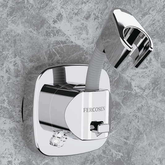 Shower Head Holder with Suction | 360° Swivel | Silver | Tool-free install in seconds, 360° swivel head, 10kg built-in storage hook, removable, rust-resistant, strong suction grip