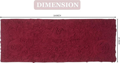 Home Weavers Bell Flower Collection 100% Cotton Tufted Bath Rugs, Extra Soft and Absorbent Bath Rugs, Non-Slip Bath Mats, Machine Washable, Bath Mats for Bathroom Floor and Tub, 21"x54" Runner, Red