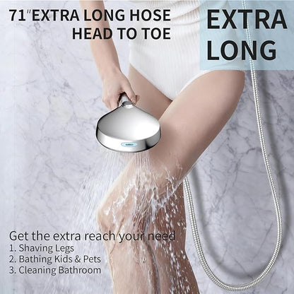 Shower Head With Handheld, 9-Mode High Pressure Handheld Showerhead | Built-in Pause Mode & Power Wash, Anti-clog Nozzles Hand Shower, Leakproof 71 Inch Hose & Adjustable Bracket, Chrome