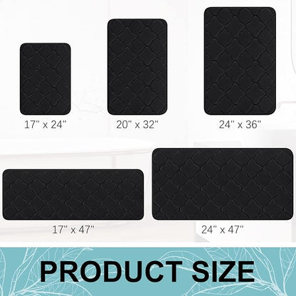 OLANLY Memory Foam Bath Mat Rug 47x20, Soft and Absorbent Bathroom Rugs, Non-Slip, Comfortable, Machine Washable Bath Carpet for Bathroom Floor, Tub, Shower and Home Decor Accessories, Black