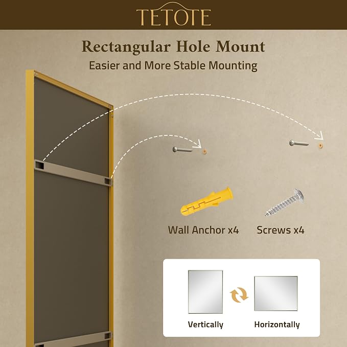 Gold Bathroom Mirror 20" x 30" Brushed Brass Rectangle Beveled Framed Bathroom Vanity Mirror for Over Sink, Tempered Glass, Modern Farmhouse Bedroom, Entryway, Living Room
