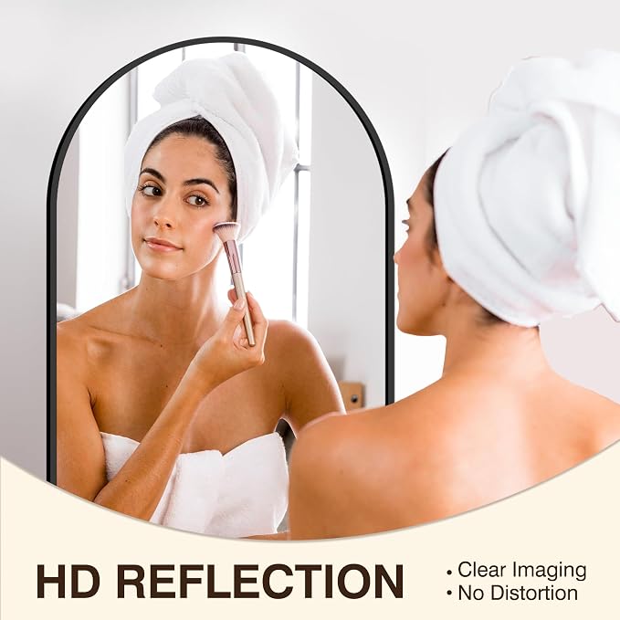 FICTOR 20" x 30" Arched Bathroom Vanity Mirror for Over Sink, Black | Anti-Rust Metal Framed, HD Tempered Shatter-Proof Glass, Modern Wall Mirror for Entryway, Living Room, Bedroom