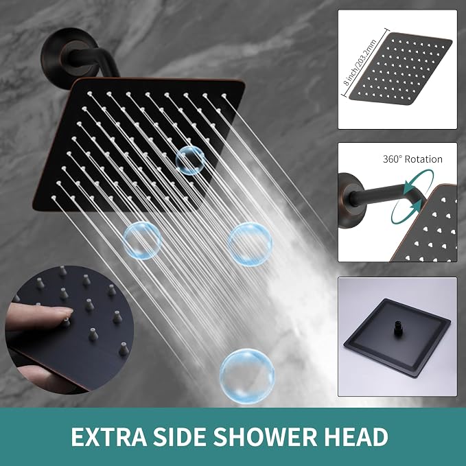 Dual Shower Heads Shower System with 12 Inch Ceiling Rainfall Shower Head and 8 Inch Side Shower Head Digital Display Shower Fixtures Luxury Shower Faucet Set,Oil Rubbed Bronze