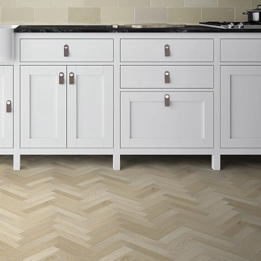 12-Pack Peel and Stick Floor Tile, 10.8" x 9.3" Herringbone SPC Self-Adhesive Luxury Vinyl Flooring, Wood-Look Groutable Backsplash Tile for Kitchen Bathroom, Natural Oak, Covers 8.4 Sq. Ft.