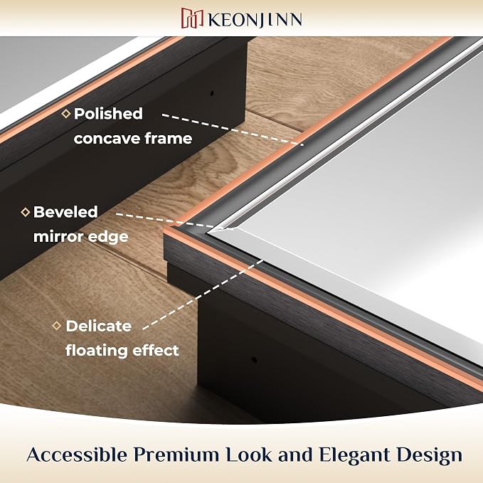 Keonjinn 16" x 24" Bathroom Medicine Cabinet with Mirror, Oil Rubbed Bronze | Fully Assembled, Aluminum Framed, Adjustable Shelves, Recessed or Surface Wall-Mounted, Bathroom Mirror with Storage Cabinet