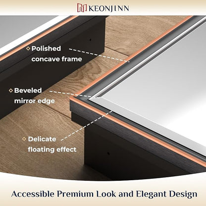 Keonjinn 16" x 24" Bathroom Medicine Cabinet with Mirror, Oil Rubbed Bronze | Fully Assembled, Aluminum Framed, Adjustable Shelves, Recessed or Surface Wall-Mounted, Bathroom Mirror with Storage Cabinet