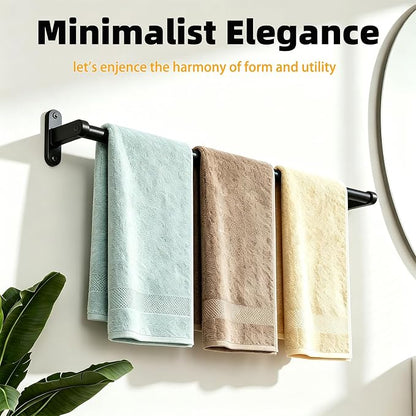 KLJKPA Towel Bar for Bathroom, 24 Inch Wall Mounted Towel Rack, Black | Heavy Duty Single Towel Rod, Space-Saving Hand Towel Holder, Toilet Kitchen Towel Storage, Rustproof, Stainless Steel